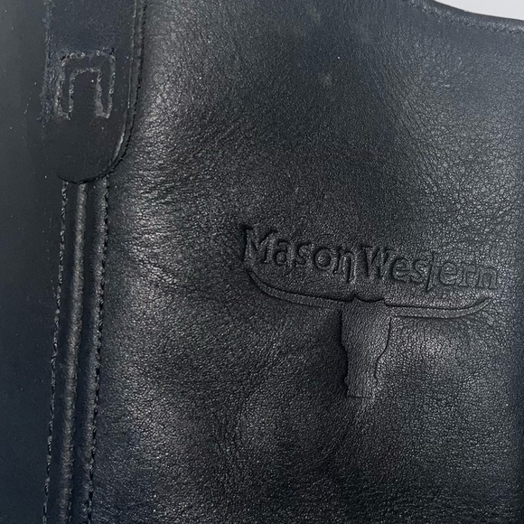 Mason Western Leather Cowboy Boots Size 12B Biker - Picture 6 of 14